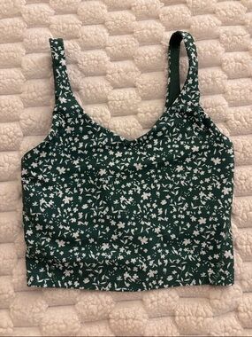 Old Navy Dark Green Floral V-Neck Workout Tank